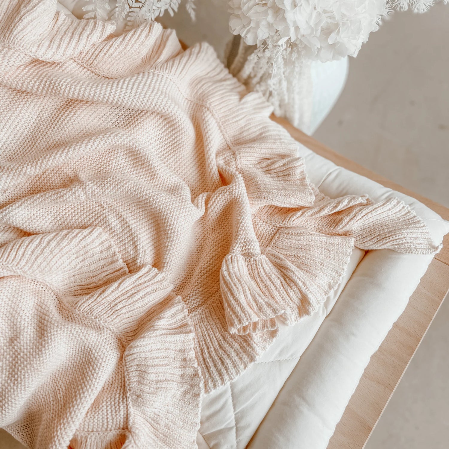 Heirloom Poppy Frill Knit Blanket - 100% Cotton
