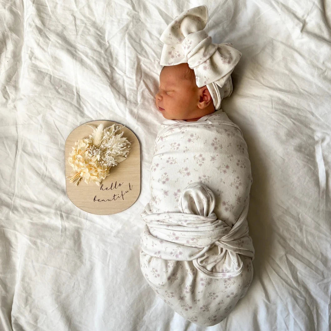 Little and Fern Swaddle and Oversized Topknot Set