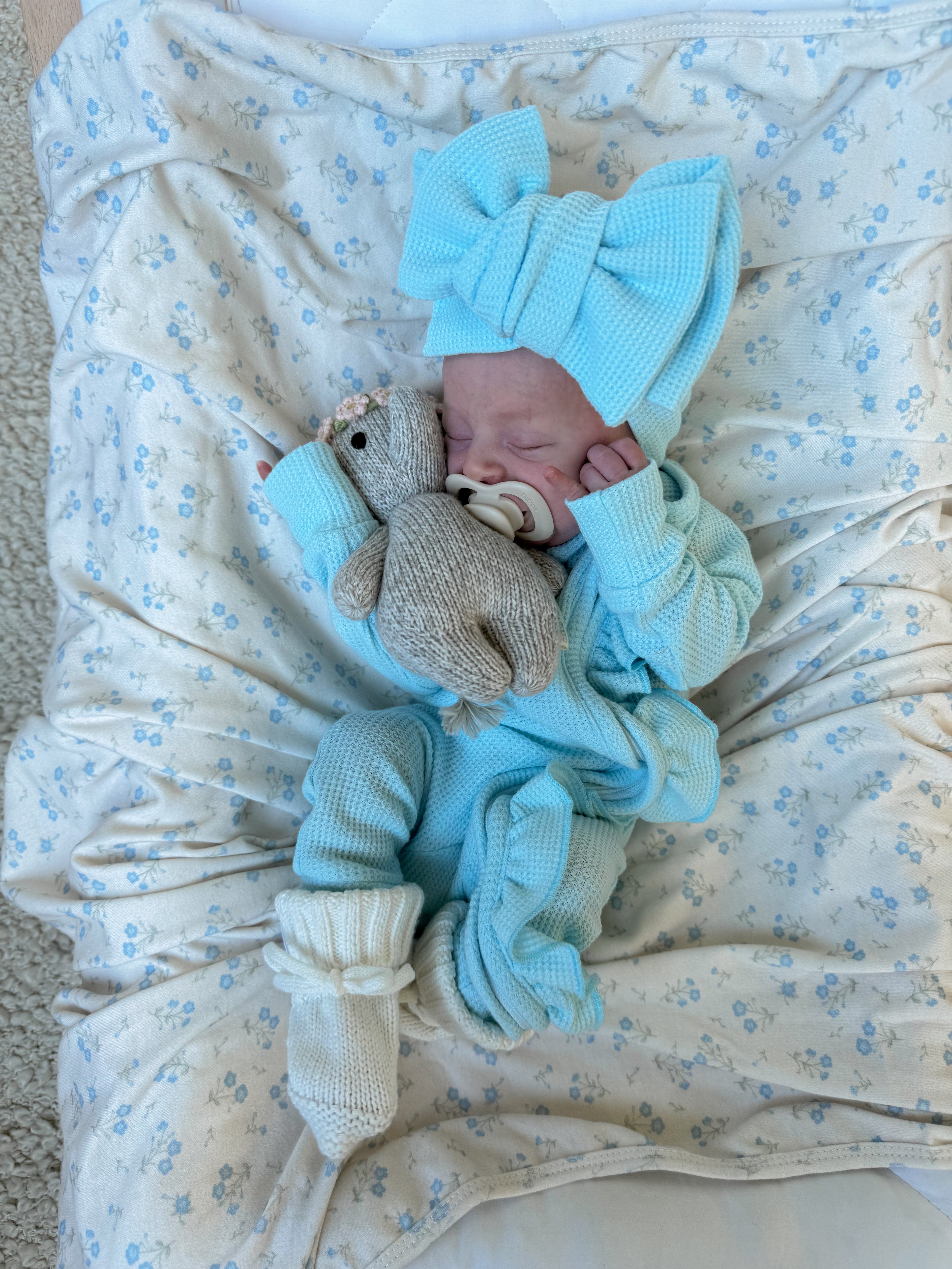 Oversized Topknot | Waffle Baby Blue