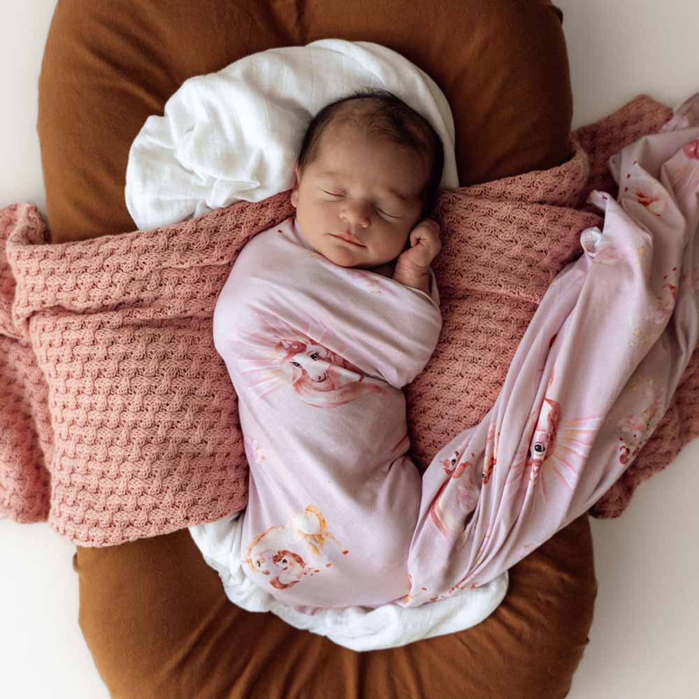 Snuggle Hunny Kids Unicorn Organic Jersey Wrap & Topknot Set
