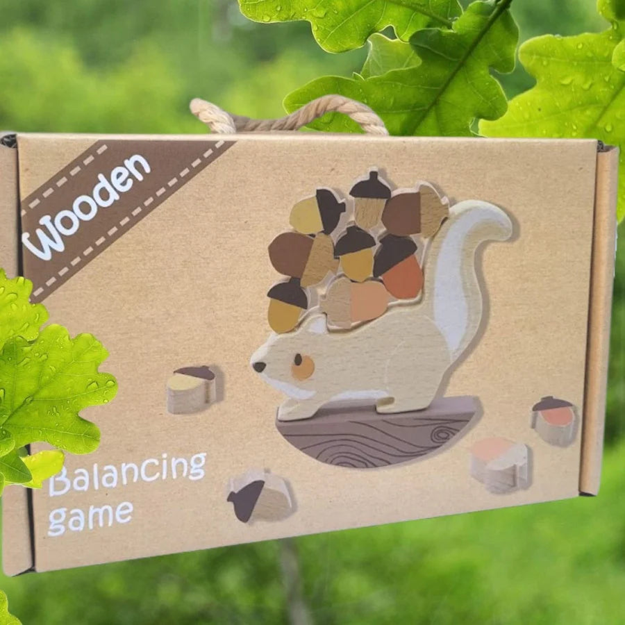 WOODEN SQUIRREL BALANCING GAME