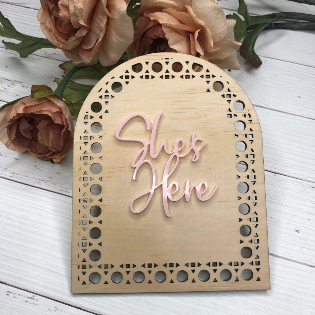 3D Rattan Plaque – She’s Here