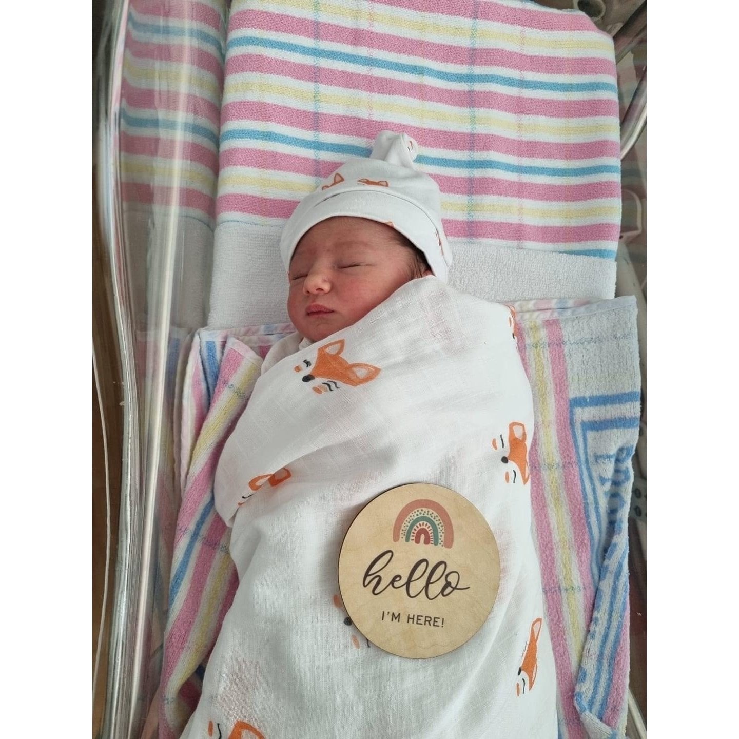 Fox | Organic Swaddle Wrap & Beanie