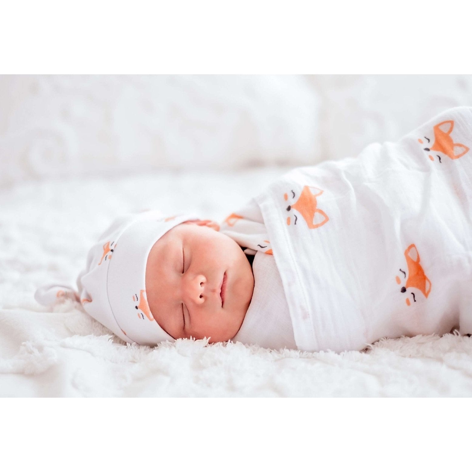 Fox | Organic Swaddle Wrap & Beanie