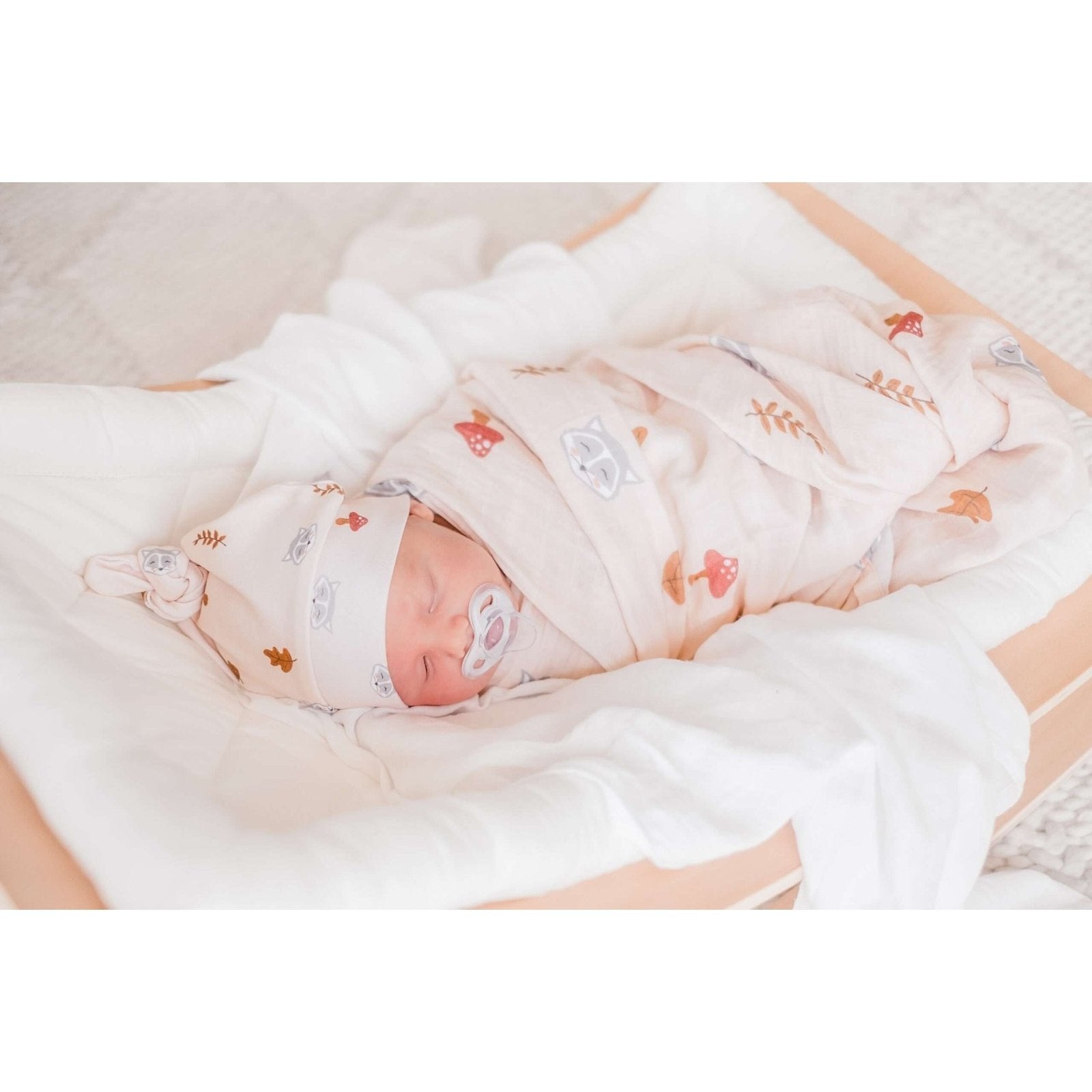 Raccoon | Organic Swaddle Wrap & Beanie