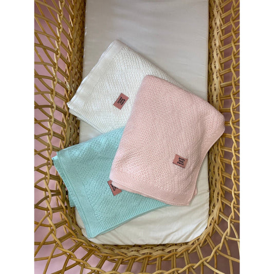 Knitted Baby Blanket | Blush Pink