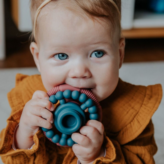 Bring some sunshine into each day: our Rainbow Stacker is the ultimate multi-purpose toy, as your child will quickly discover how the stacking rings make the best soothing teethers!  The teether rings can also be used as bath toys, which further extends their use and they are fun as a stacker well into the first year of baby's life.