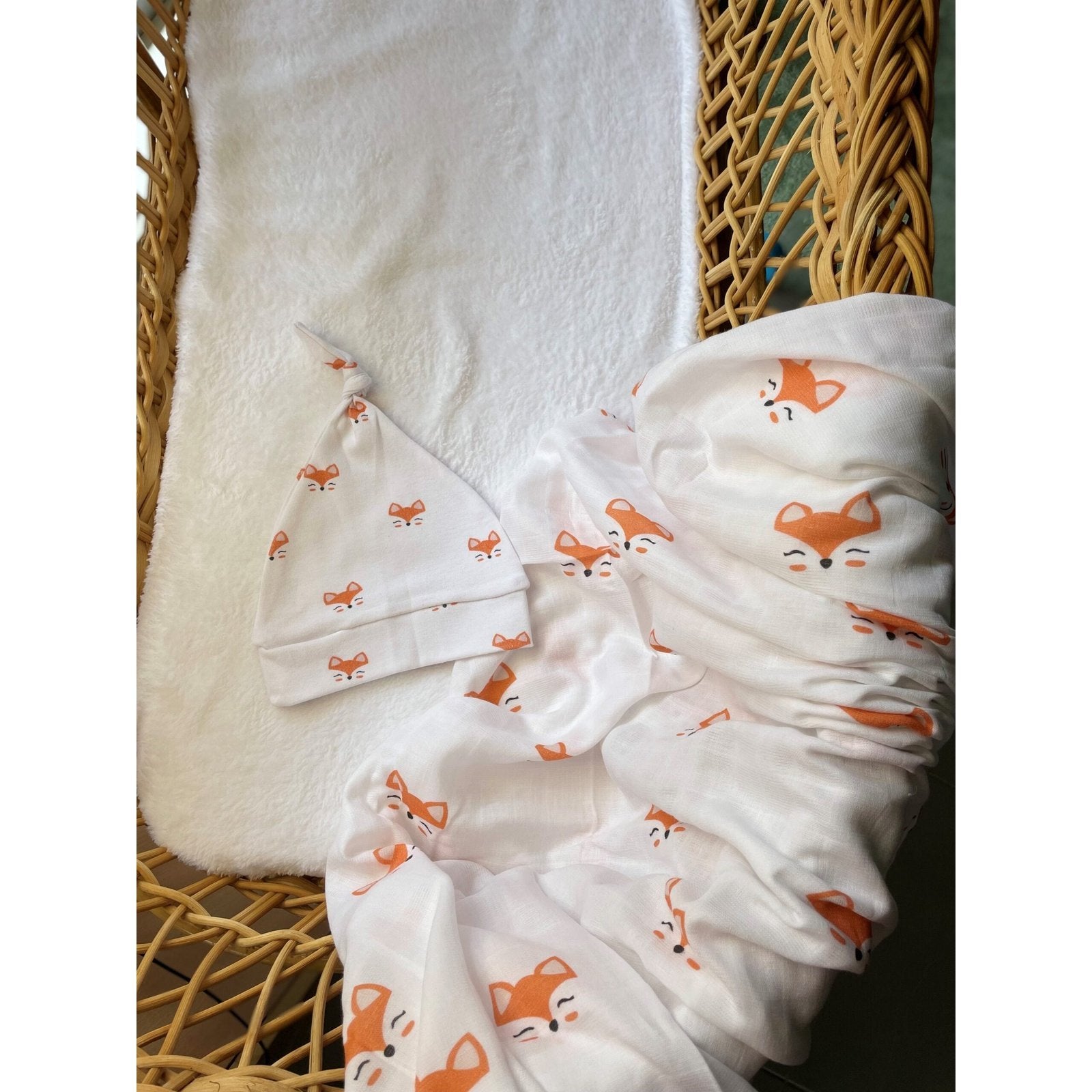 Fox | Organic Swaddle Wrap & Beanie