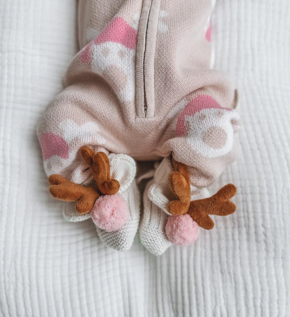 Pink Reindeer Booties