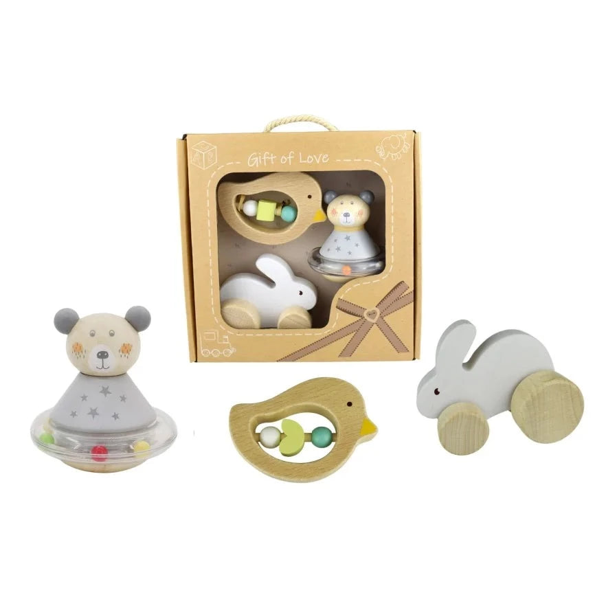 CALM & BREEZY BABY GIFT SET BUNNY BIRD BEAR 3PCS