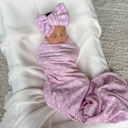 Little and fern Swaddle Set Rosie Lilac