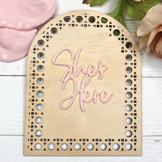 3D Rattan Plaque – She’s Here