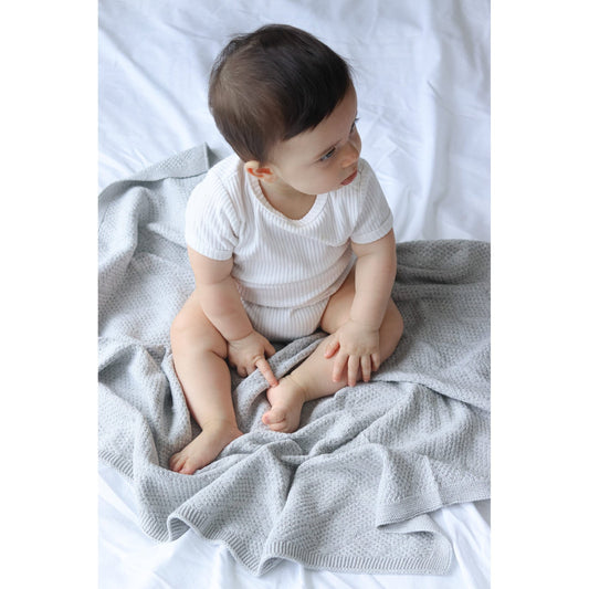 Knitted Baby Blanket | Grey Marble