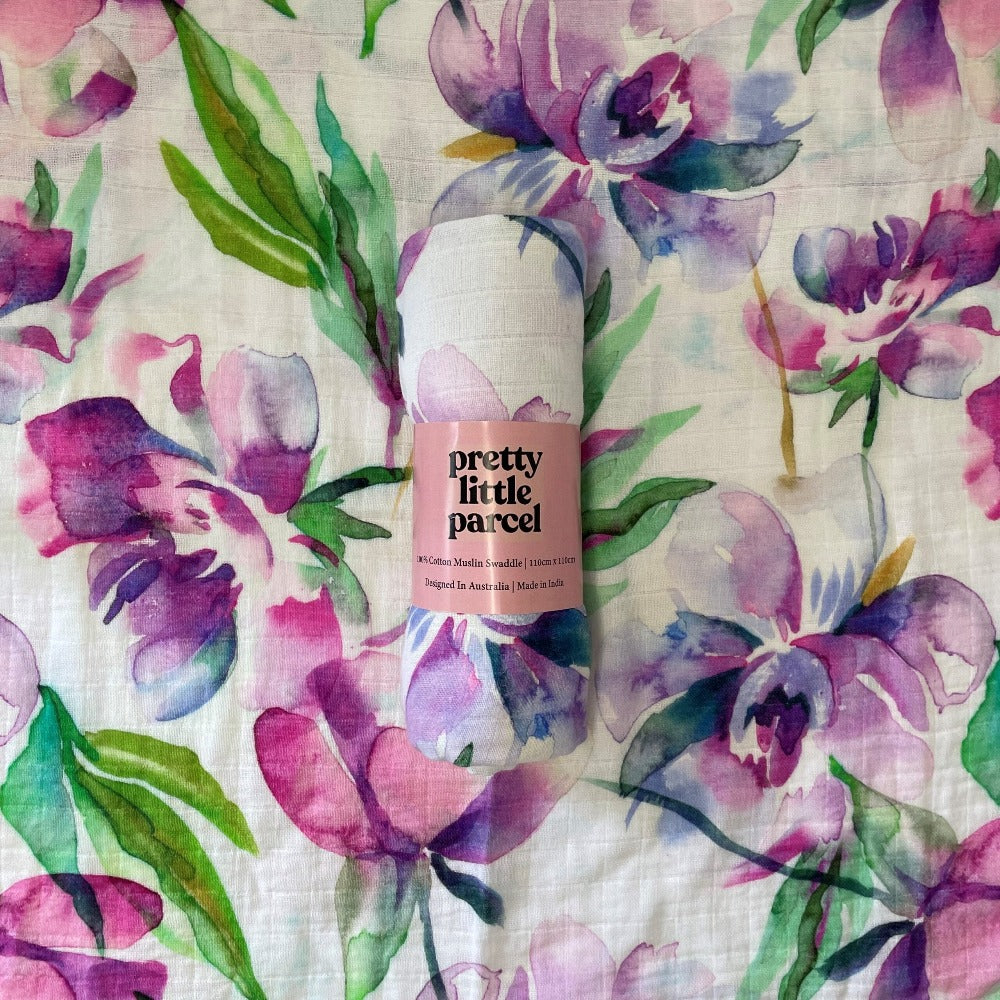 Floral Organic Muslin Wrap