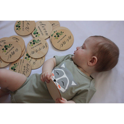 Wooden Milestone Disc Set | Botanical