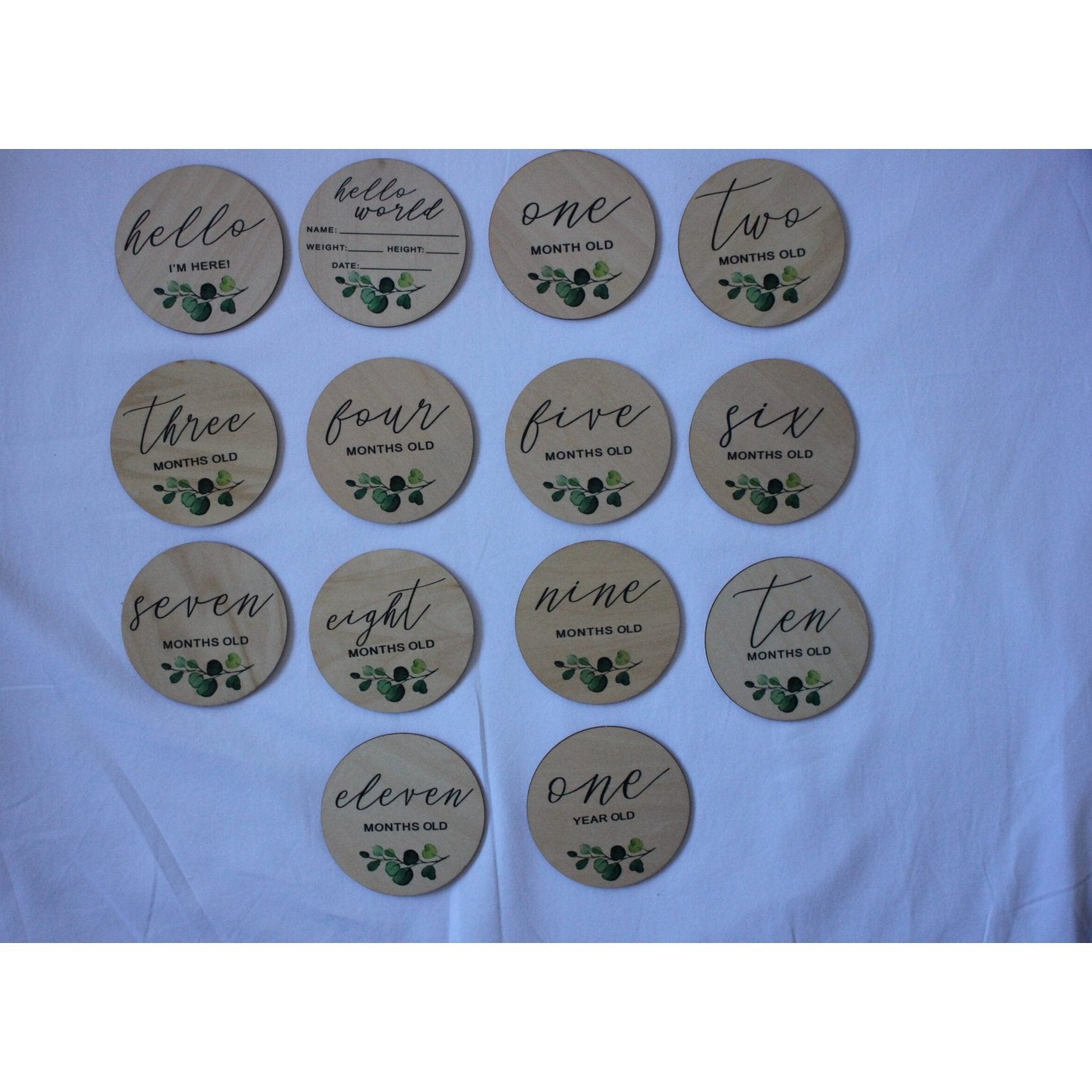 Wooden Milestone Disc Set | Botanical