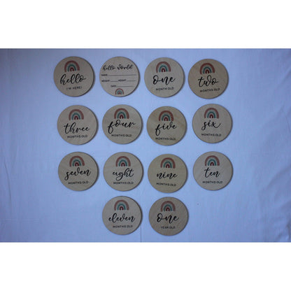 Wooden Milestone Disc Set | Rainbow