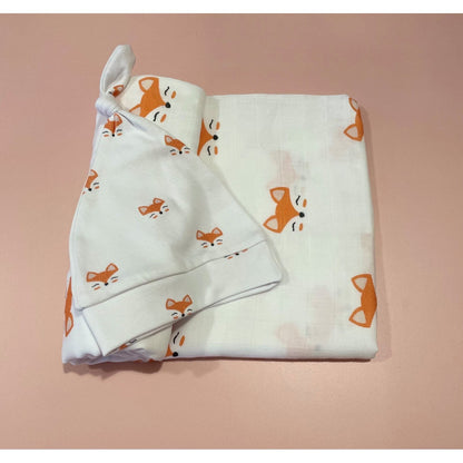 Fox | Organic Swaddle Wrap &amp; Beanie